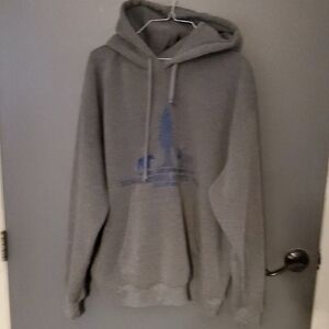 Classic Gray Hoodie with Blue Graphic